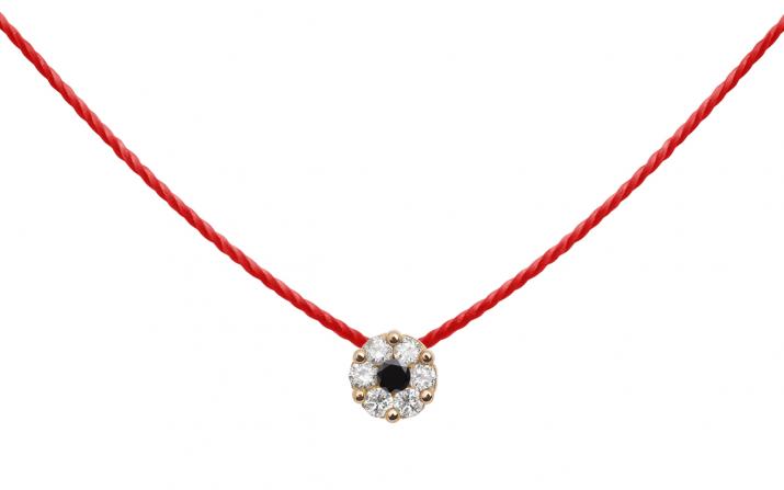 String Necklace For Women with 0.06ct Round Diamond in Rose Gold Cluster Setting - Redline - 0++