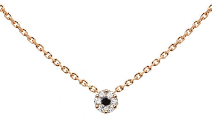 Chain Necklace For Women with 0.06ct Round Diamond in Rose Gold Cluster Setting - Redline