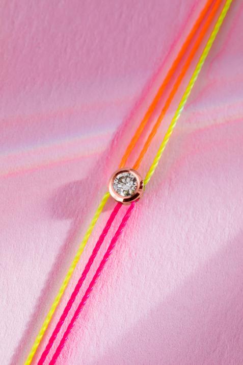 Bracelet multifil avec diamant 0.10 carat en serti clos or rose - Redline - 0++