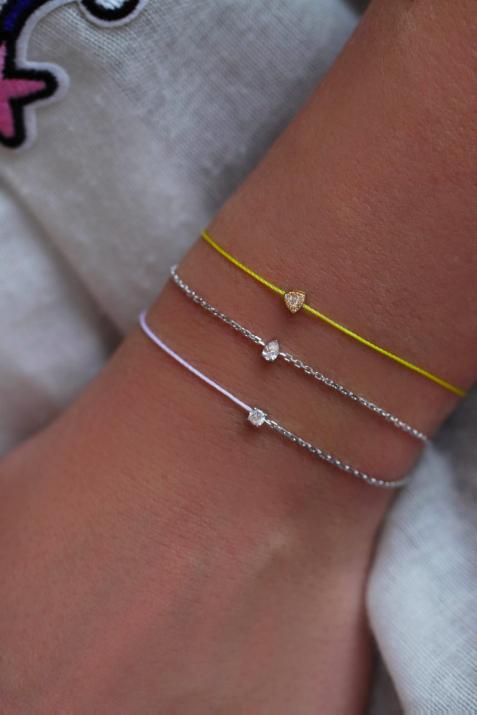 String Bracelet For Women with 0.05ct Round Diamond in Rose Gold Prong Setting - Redline - 0++