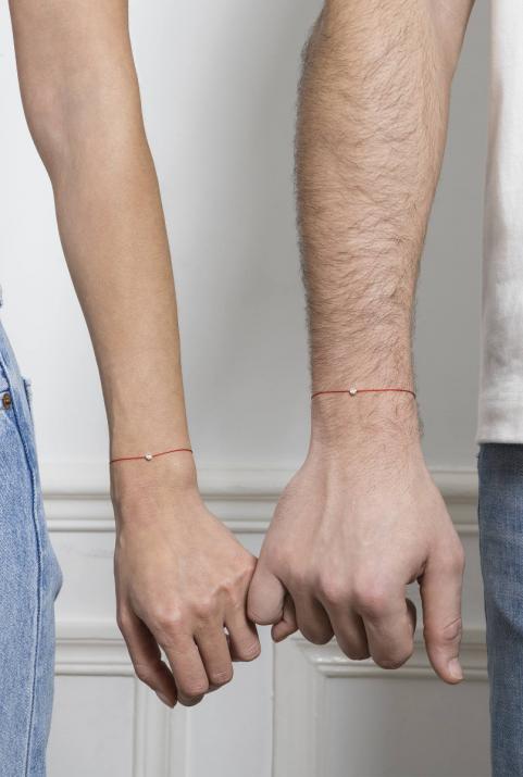 String Bracelet For Women with 0.10ct Round Diamond in Rose Gold Bezel Setting - Redline - 0++