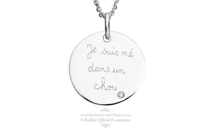 Chain Necklace For Women with 0.05ct Round Diamond in White Gold Pavé Setting - Redline - 0++