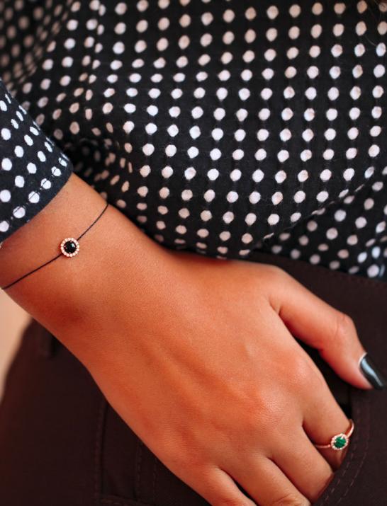 Рейн Ониккс Браслет Розовое Золото - Redline - 0++