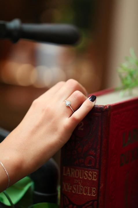 Кольцо с круглым бриллиантом 0,47 кар в оправе из розового золота - Redline - 0++