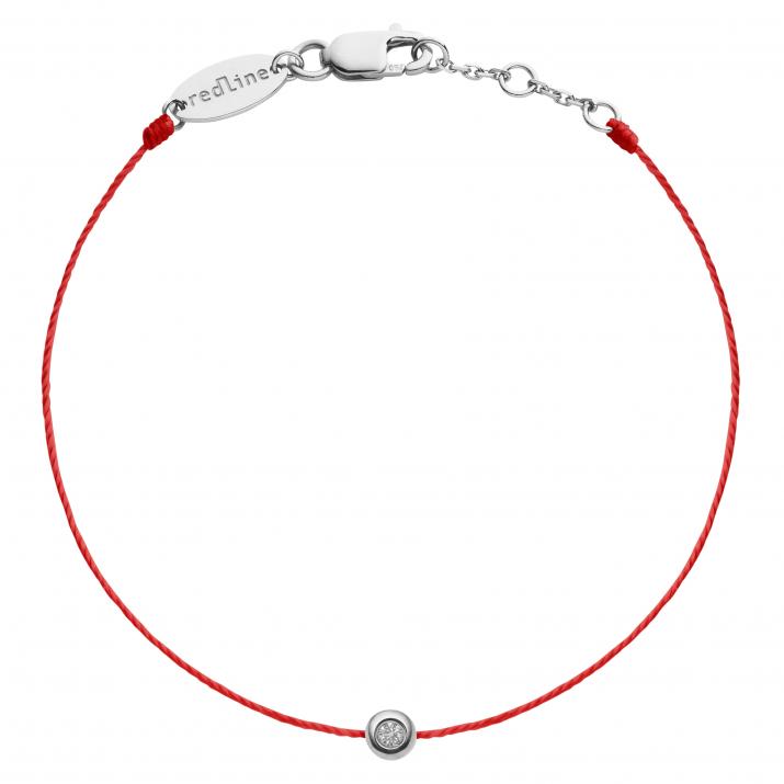 String Bracelet For Women with 0.02ct Round Diamond in White Gold Bezel Setting - Redline - 0++