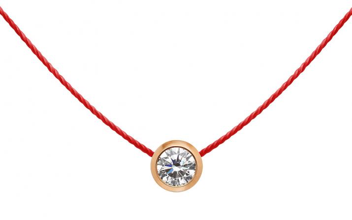 Collier fil avec diamant 0.20 carat serti clos or rose - Redline - 0++