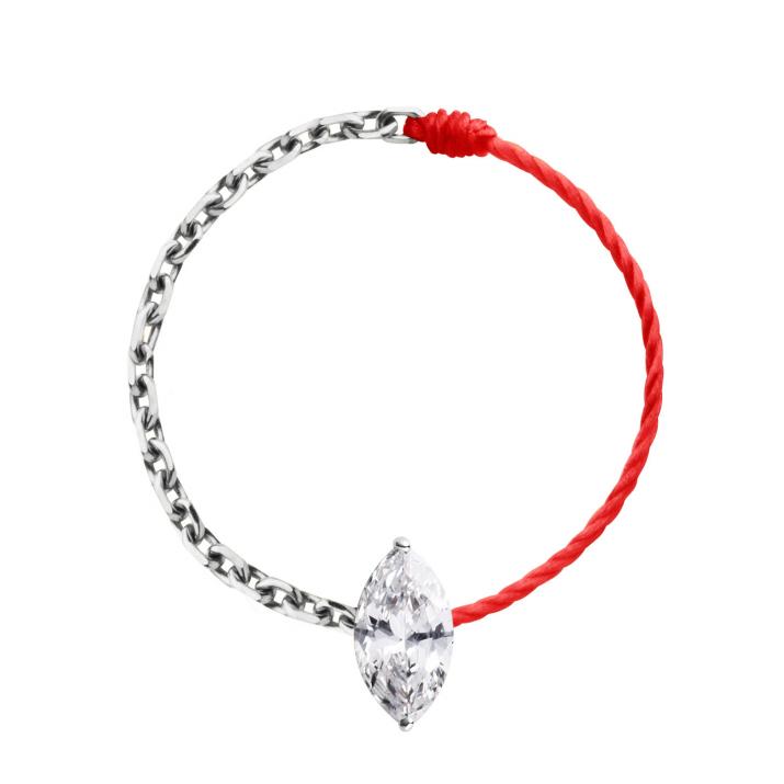 String-Chain Ring for Women with 0.20ct Marquise Diamond in White Gold Prong Setting - Redline