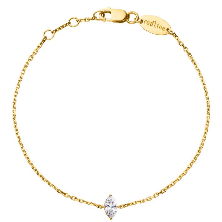 Chain Bracelet For Women with 0.20ct Marquise Diamond in Yellow Gold Prong Setting - Redline