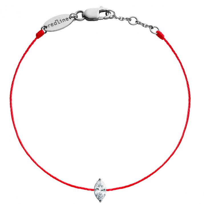 String Bracelet For Women with 0.20ct Marquise Diamond in Black Gold Prong Setting - Redline