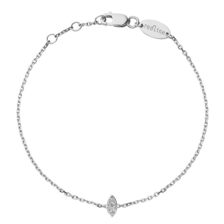 Chain Bracelet For Women with 0.05ct Marquise Diamond in White Gold Prong Setting - Redline