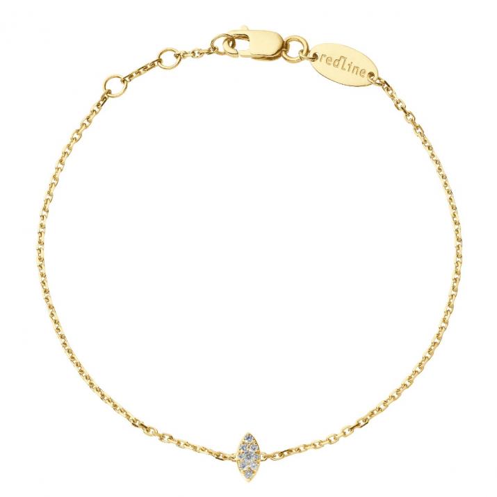 Chain Bracelet For Women with 0.05ct Marquise Diamond in Yellow Gold Prong Setting - Redline