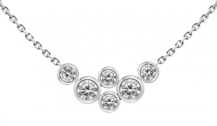 Chain Necklace For Women with 0.40ct Round Diamond in White Gold Bezel Setting - Redline - 0++