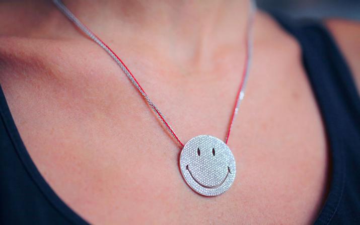 String-Chain Necklace For Women with 1.91ct Round Diamond in White Gold Pavé Setting - Redline - 0++