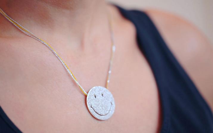 String-Chain Necklace For Women with 1.91ct Round Diamond in White Gold Pavé Setting - Redline - 0++