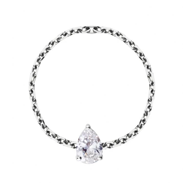 Ring with 0.20ct Pear Diamond in White Gold Prong Setting - Redline