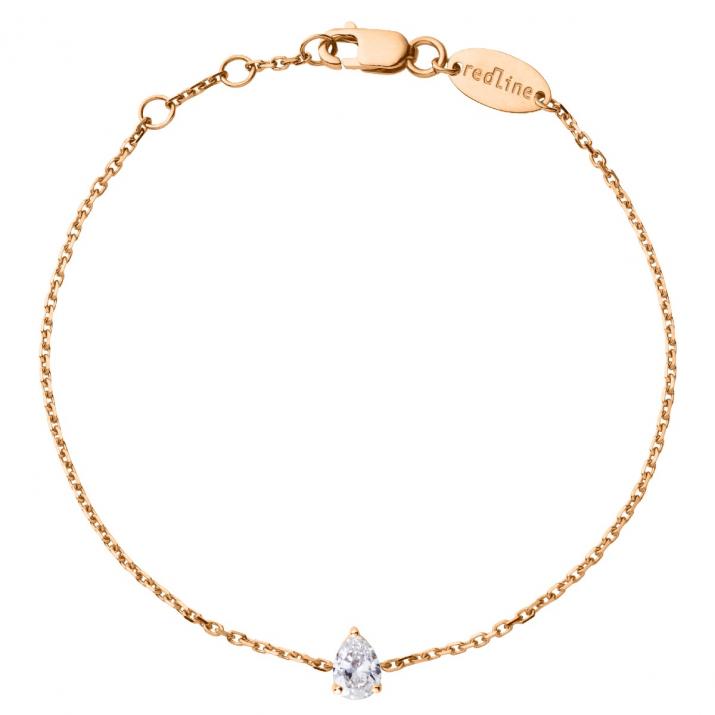 Chain Bracelet For Women with 0.20ct Pear Diamond in Rose Gold Prong Setting - Redline
