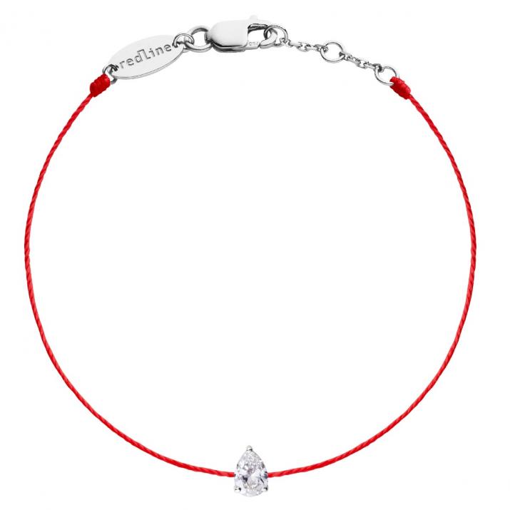 String Bracelet For Women with 0.20ct Pear Diamond in White Gold Prong Setting - Redline - 0++
