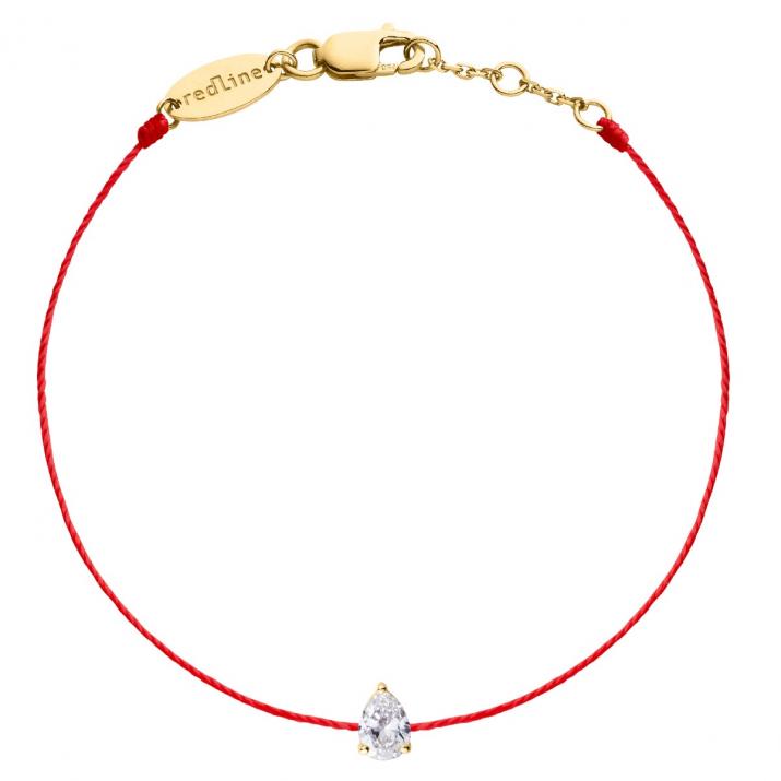 String Bracelet For Women with 0.20ct Pear Diamond in Yellow Gold Prong Setting - Redline - 0++