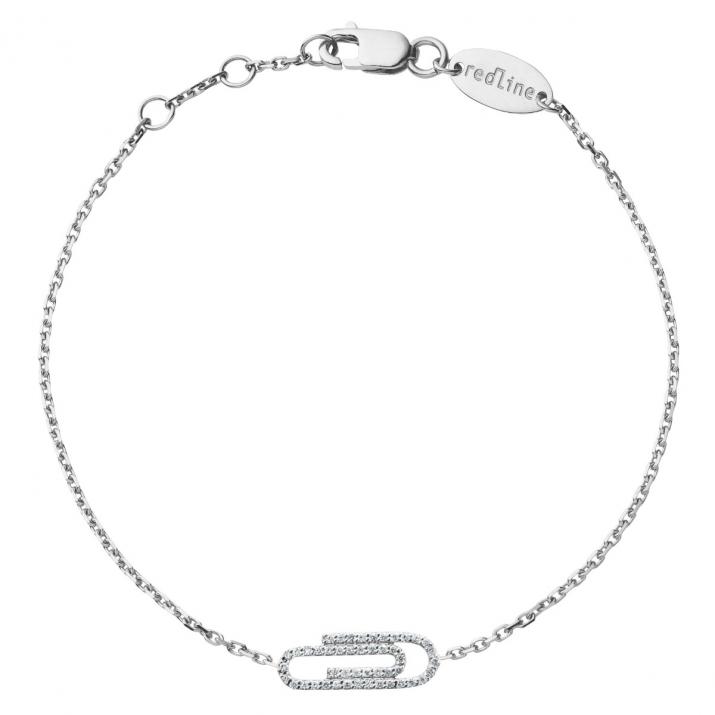 Chain Bracelet For Women with 0.12ct Round Diamond in White Gold Pavé Setting - Redline - 0++