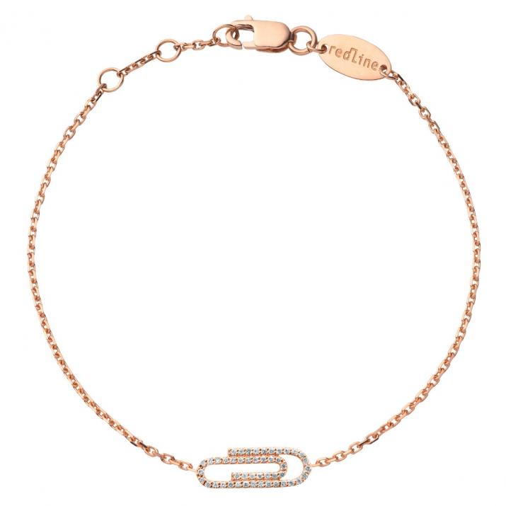 Chain Bracelet For Women with 0.12ct Round Diamond in Rose Gold Pavé Setting - Redline - 0++